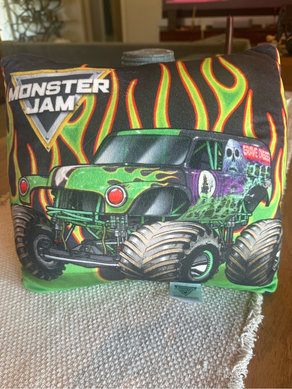 Monster Jam Grave Digger Decorative Plush Kids Pillow 10”x12”